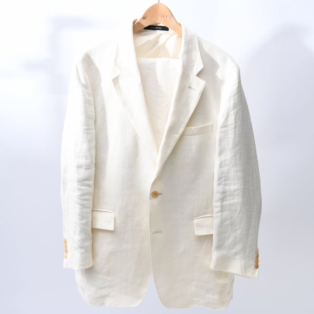 Todd Snyder broken herringbone natural white linen men's suit